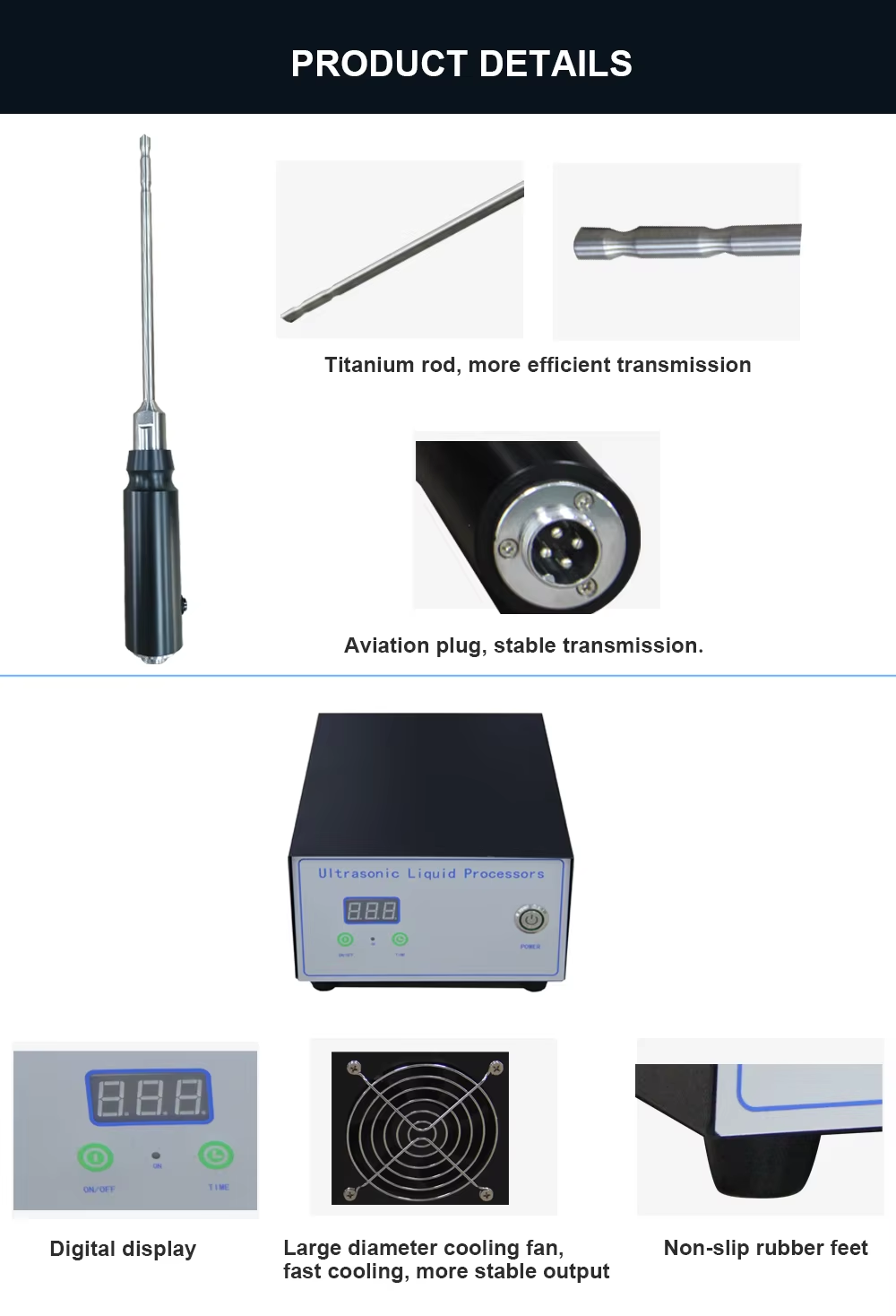 Ultrasonic Vibration Rods for Chemical Lab Titanium Alloy Probe 500W 35KHz - Image 5