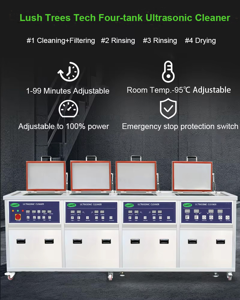 Ultrasonic Bath Four Tanks 264L 28KHZ Metal Hardware Ceramics Glass Parts Washer - Image 4