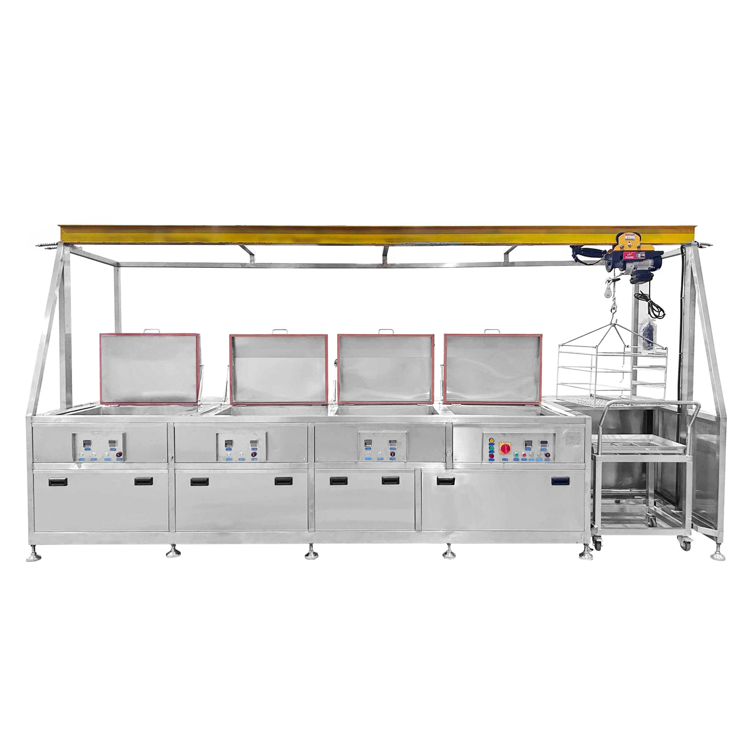 Metal Cleaning Machine With Crane 264L Four Tanks Debris Oil Grease Stains Removal - Image 2