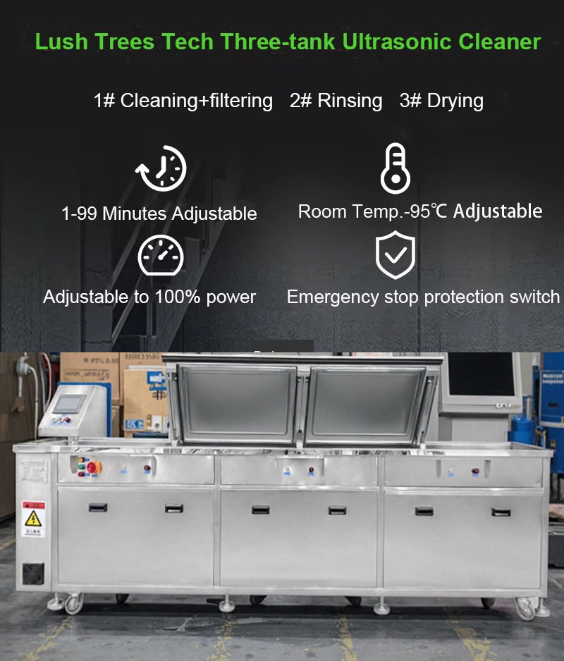 Industrial Ultrasonic Cleaner Filter Dryer System 99L Three-tank Oil Rust Dust Dirt Removing - Image 4