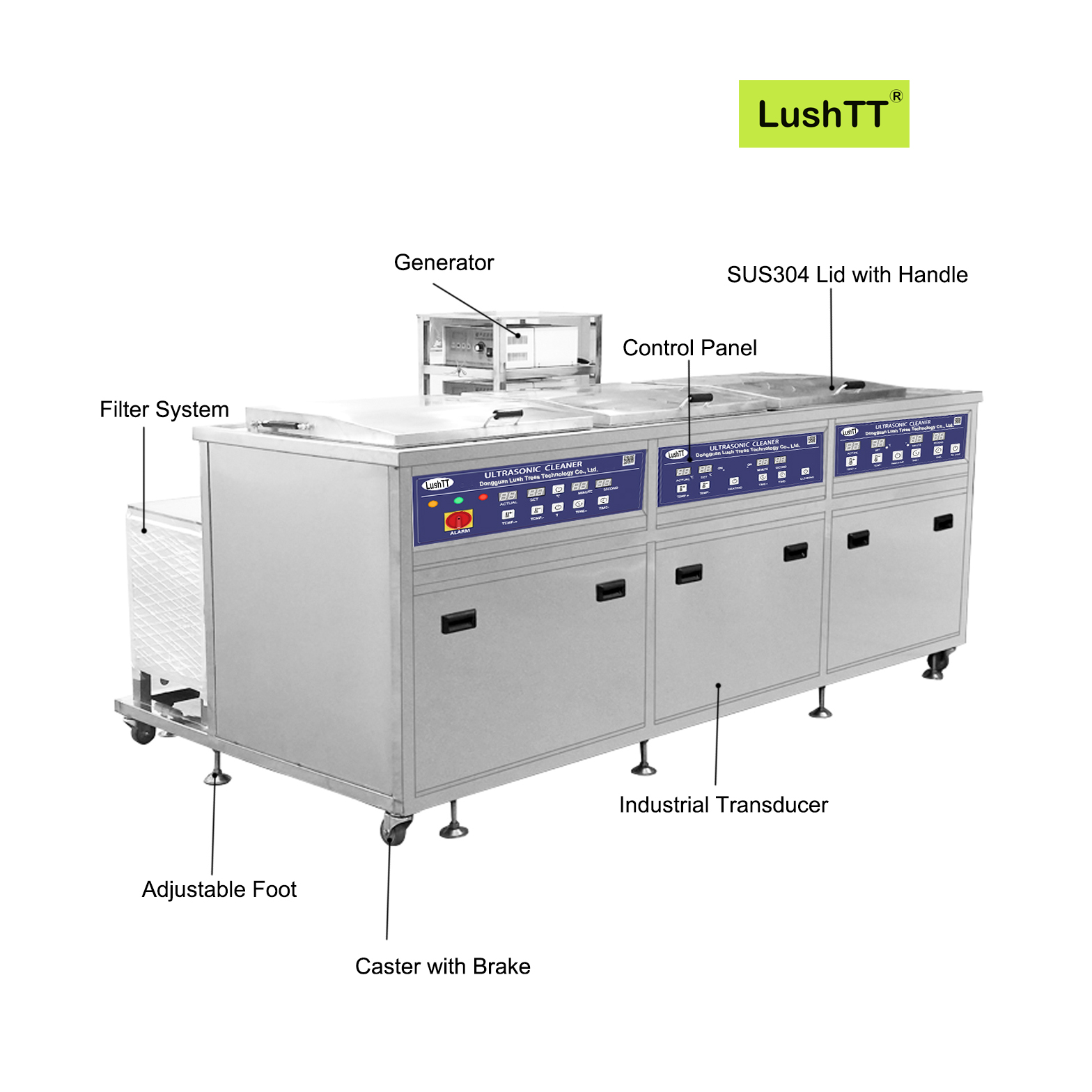 Industrial Ultrasonic Cleaner Three Tanks 175L Rinse Dry System Cleaning Machine - Image 4