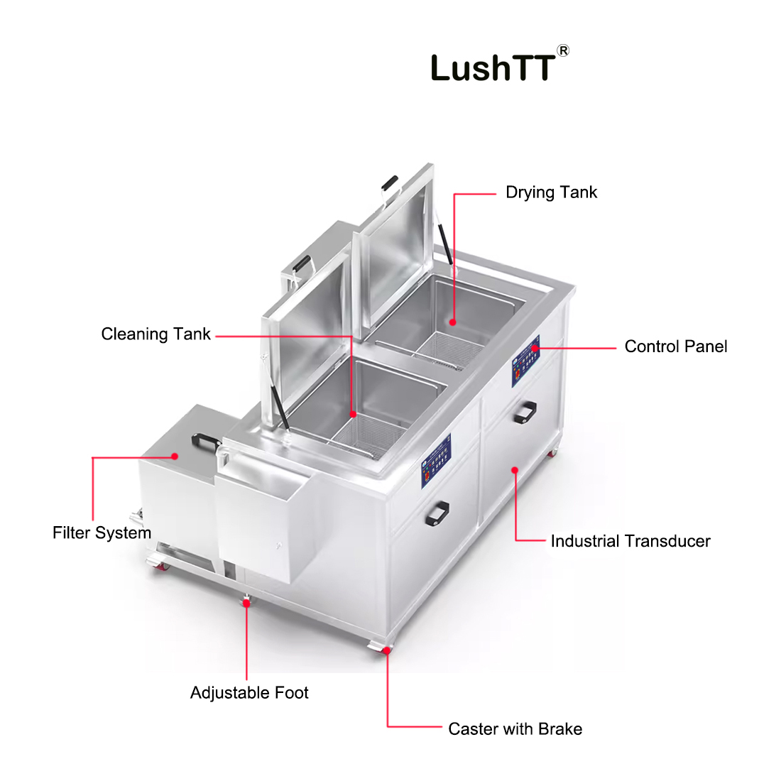 Industrial Ultrasonic Cleaner 108L Filter Dry System DPF Parts Engine Block Oil Degreasing - Image 6