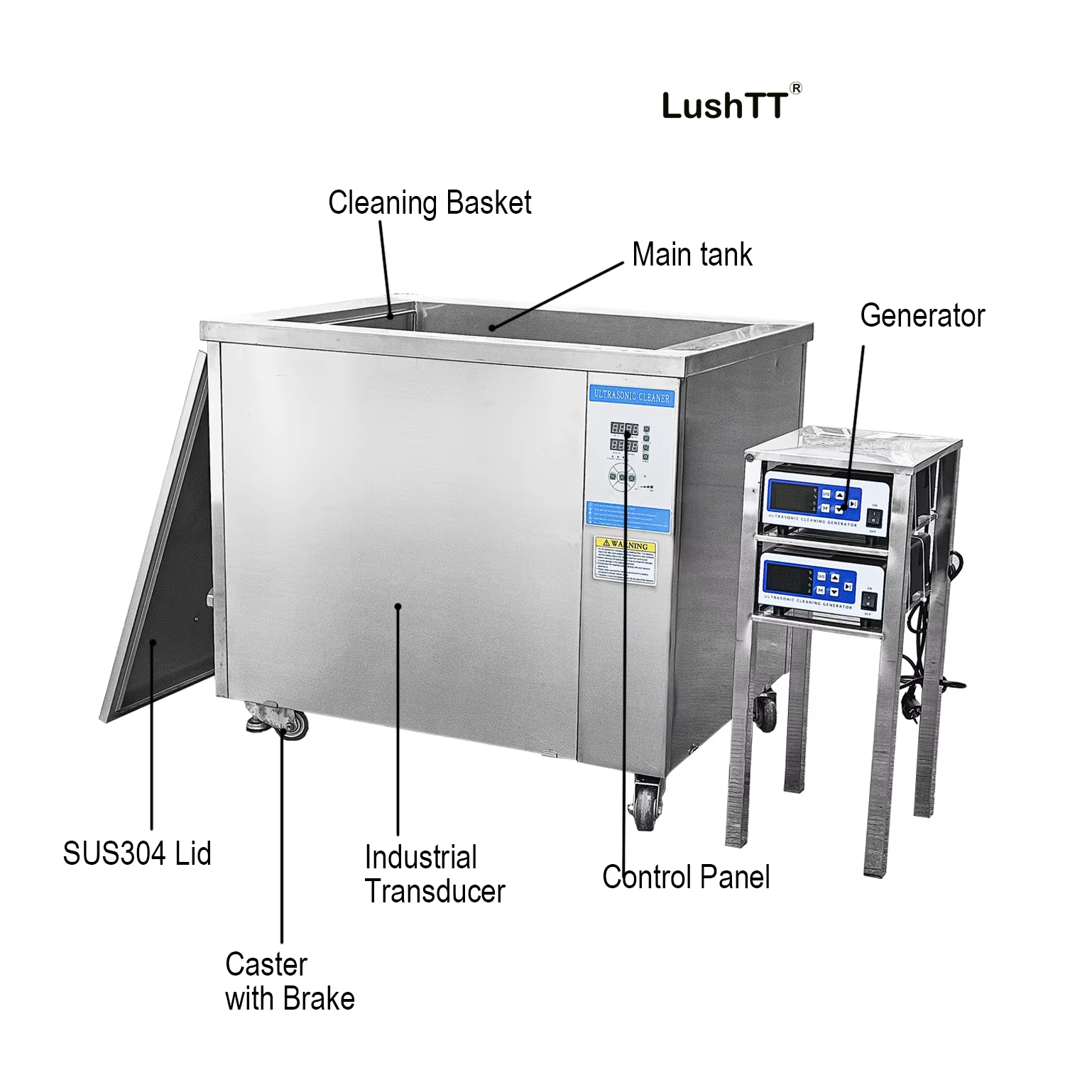 Industrial Ultrasonic Cleaning Machine Parts Washer Ultrasound Cleaner 264L - Image 3