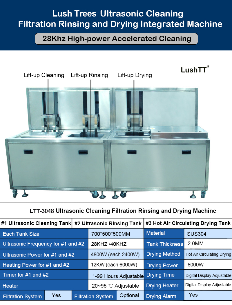 Ultrasonic Cleaning Machine 175L Three Baths with Rinsing Drying Lifting System - Image 5