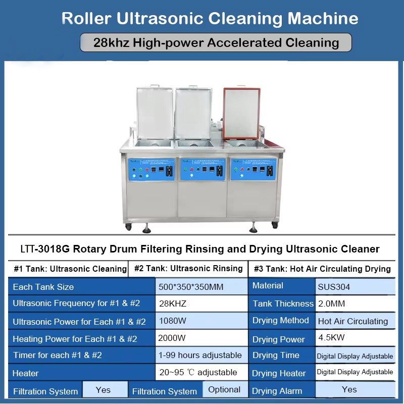 Automatic Rotate Drum Ultrasonic Cleaning Machine 61L 28khz Parts Washer - Image 3