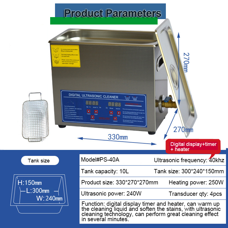 Digital Ultrasonic Cleaner 10L Parts Washer Retainer Glasses Ultrasound Cleaning - Image 6