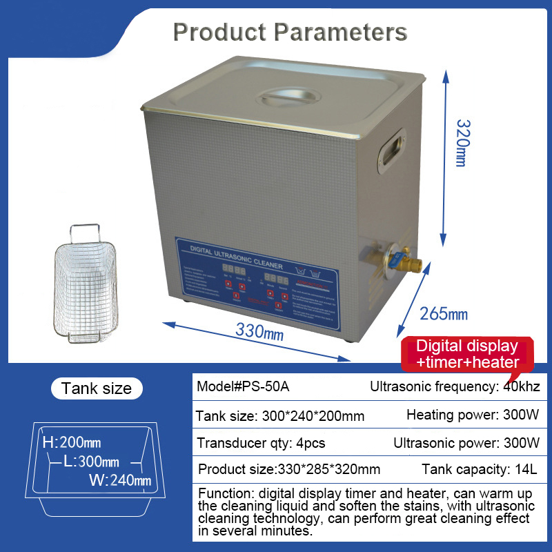Ultrasonic Cleaner 14L Metal Ceramic Plastic Parts Ultrasound Cleaning Machine - Image 6