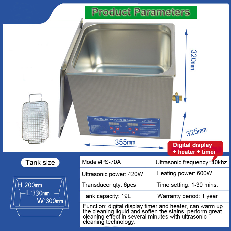 Ultrasonic Cleaning Machine 19L Retainer Glasses Ceramics Metal Parts Washer - Image 5