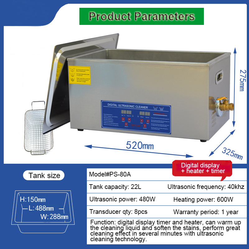 Ultrasonic Cleaning Machine 22 Liters 480W 40kHz Ultrasonic Bath - Image 7
