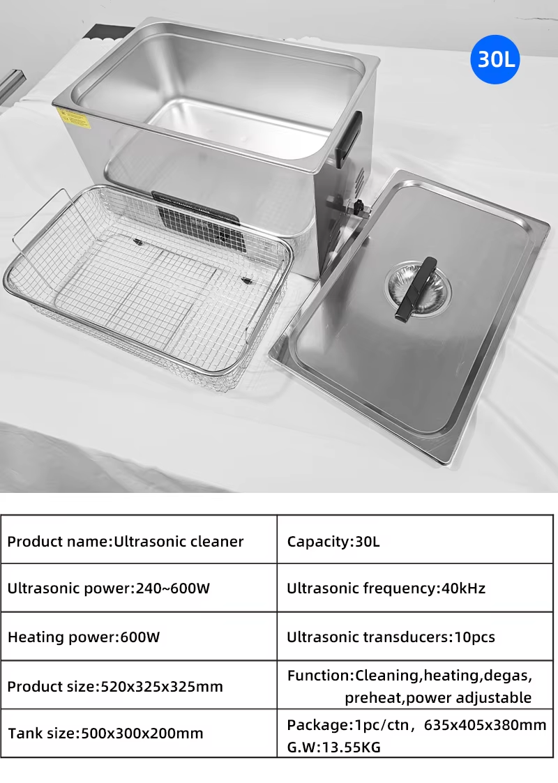 Tabletop Ultrasonic Cleaner 30L with Timer for Jewelry Electric Parts Instruments - Image 11