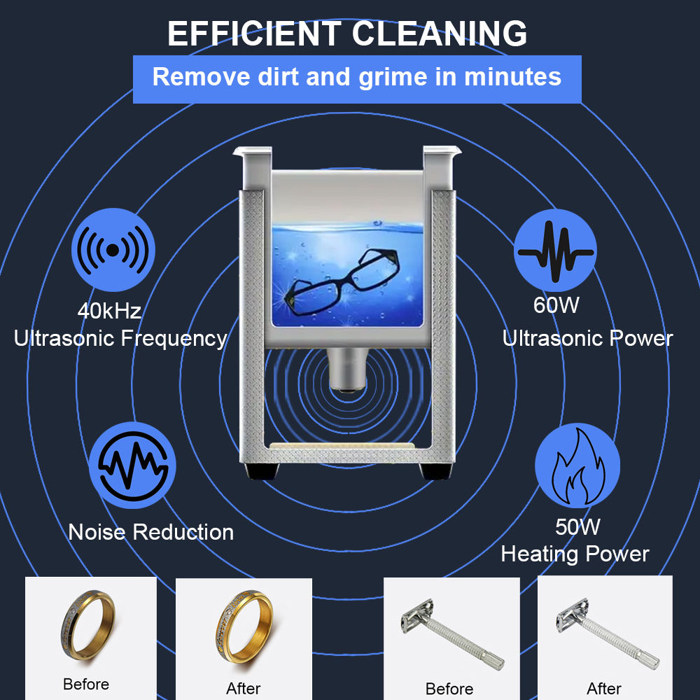 Ultrasonic Dental Cleaner 1300ML Jewelry Watches Retainer Glasses Washer machine - Image 5
