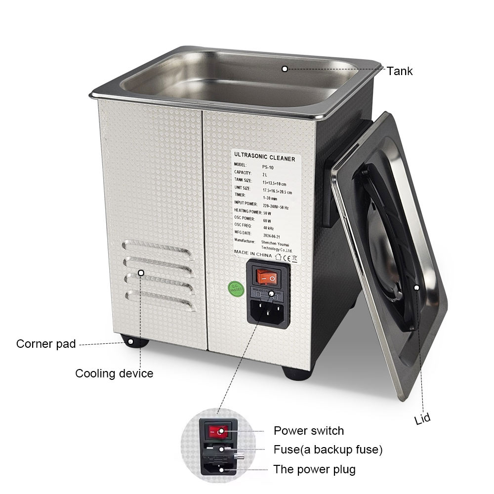 2L Ultrasonic Cleaner for Jewelry Glasses Oil Dust Stains Grease Removal - Image 5