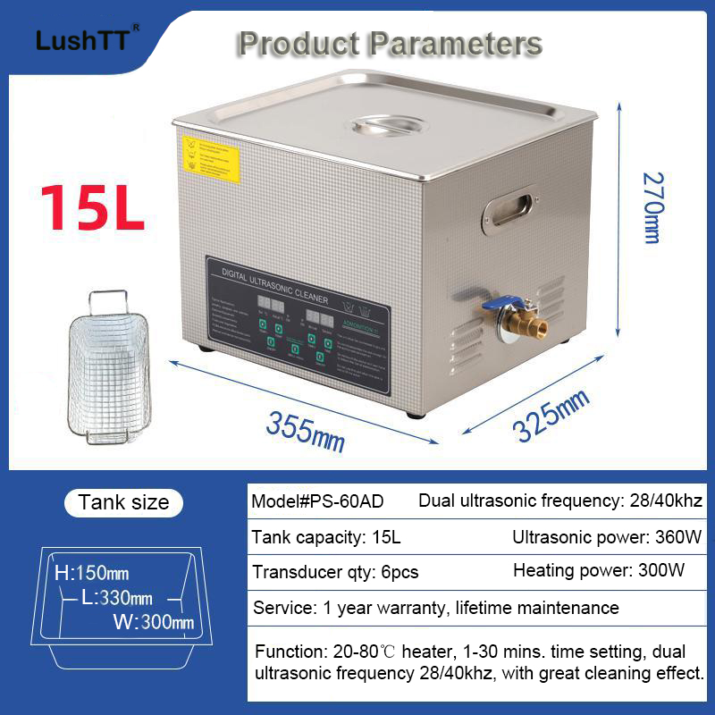 15L Stainless Steel Ultrasonic Cleaner for Metal Retainer Injector Parts Washing - Image 8