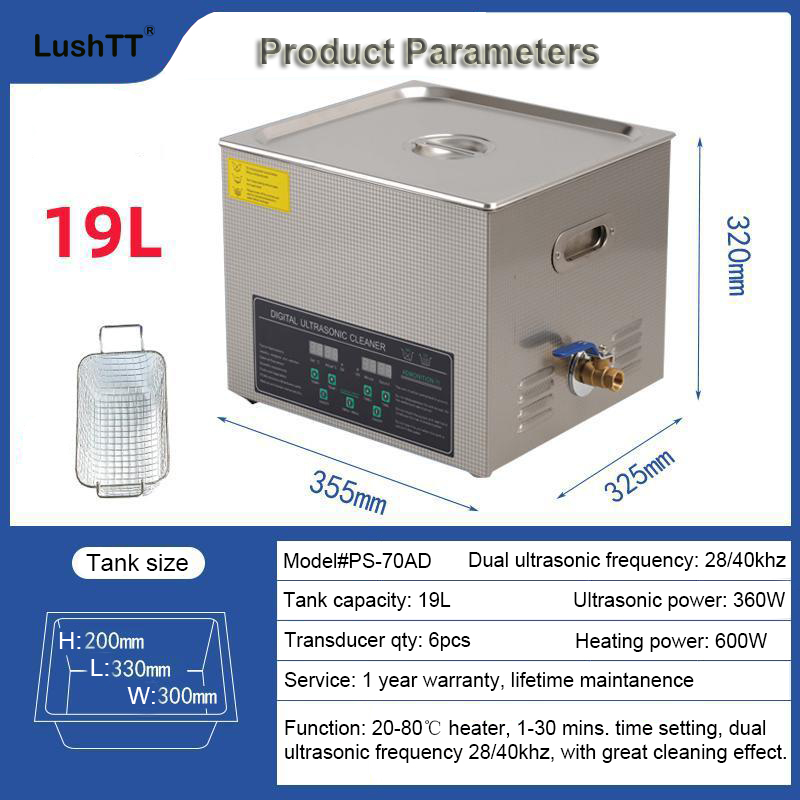Stainless Steel Ultrasonic Cleaner 19L 28KHZ 40KHZ Dual Frequency Ultrasonic Bath - Image 7