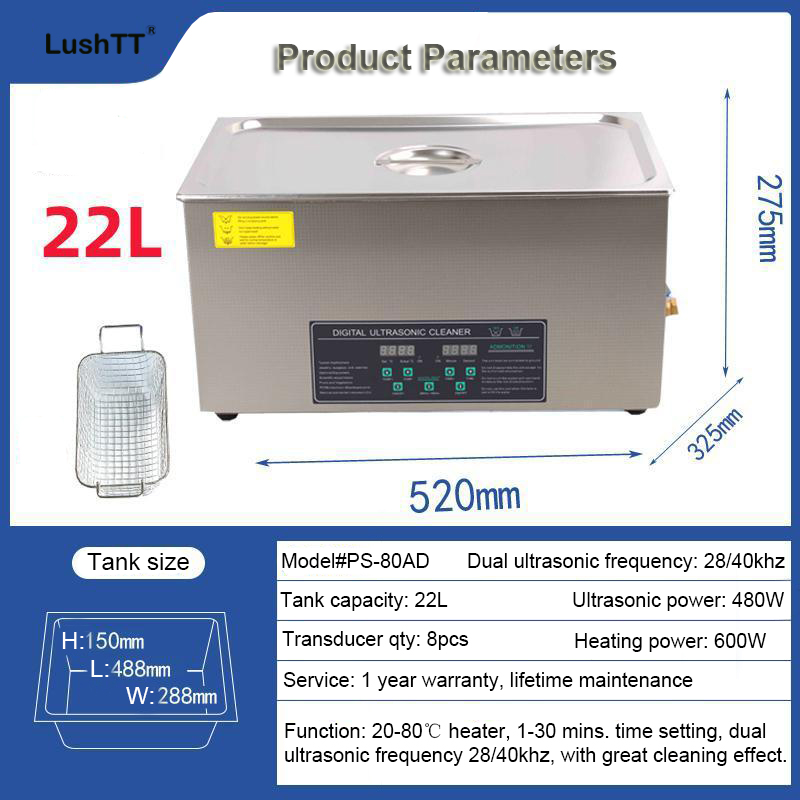 Digital Ultrasonic Cleaner 28khz 40Khz Dual Frequency 22L Cleaning Machine - Image 6