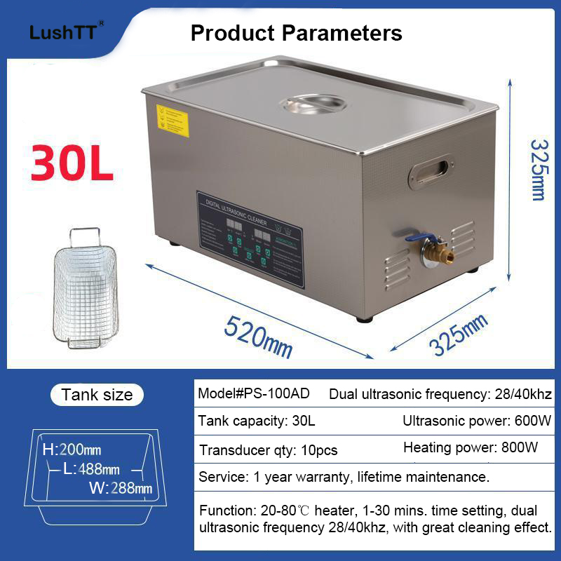 Parts Washer Ultrasonic Cleaning Machine 30L 28kHz 40kHz Dual Frequency - Image 6