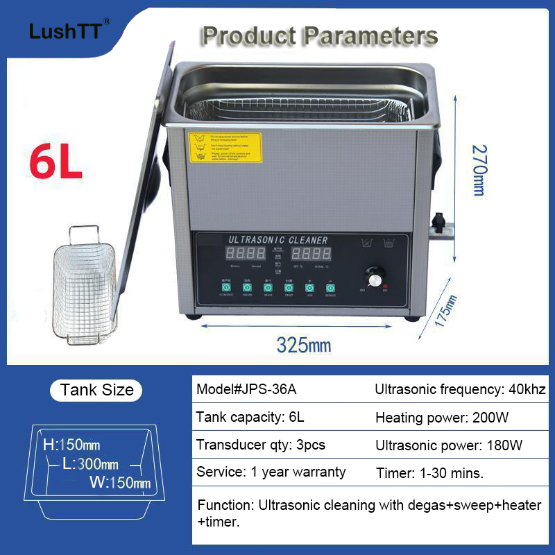 Ultrasonic Cleaning Machine Ultrasonic Bath 6L Degas Sweep Power Adjustable - Image 8
