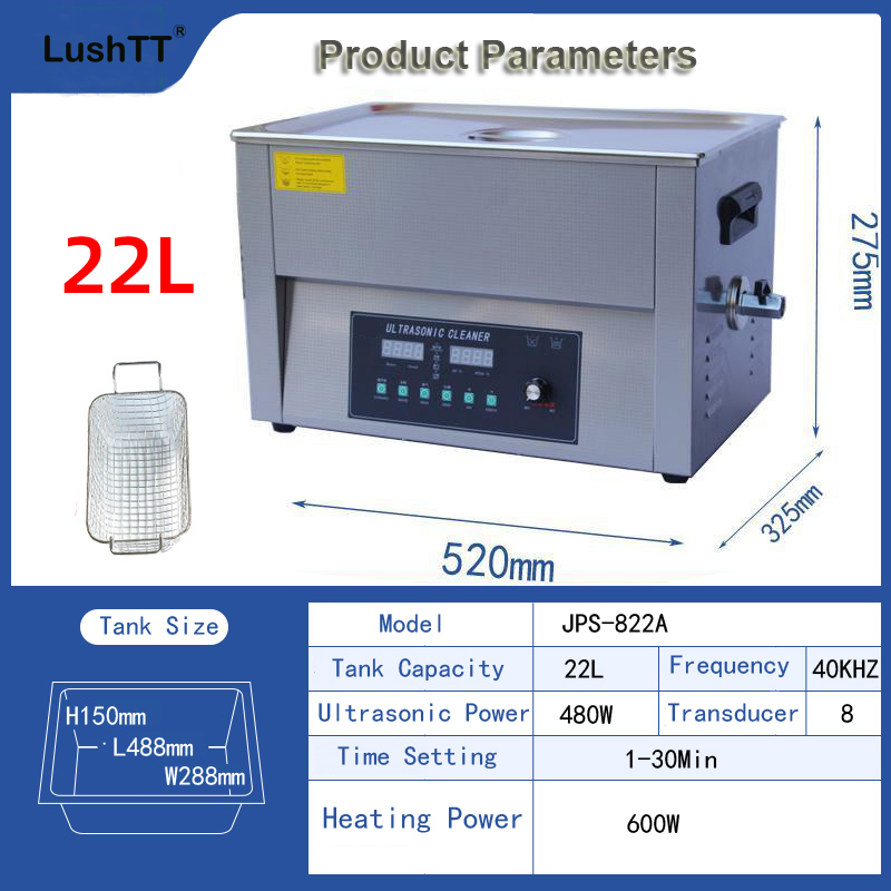 Ultrasonic Bath 22L 40kHz Sweep Degas Ultrasonic Cleaning Machine Parts Washer - Image 8