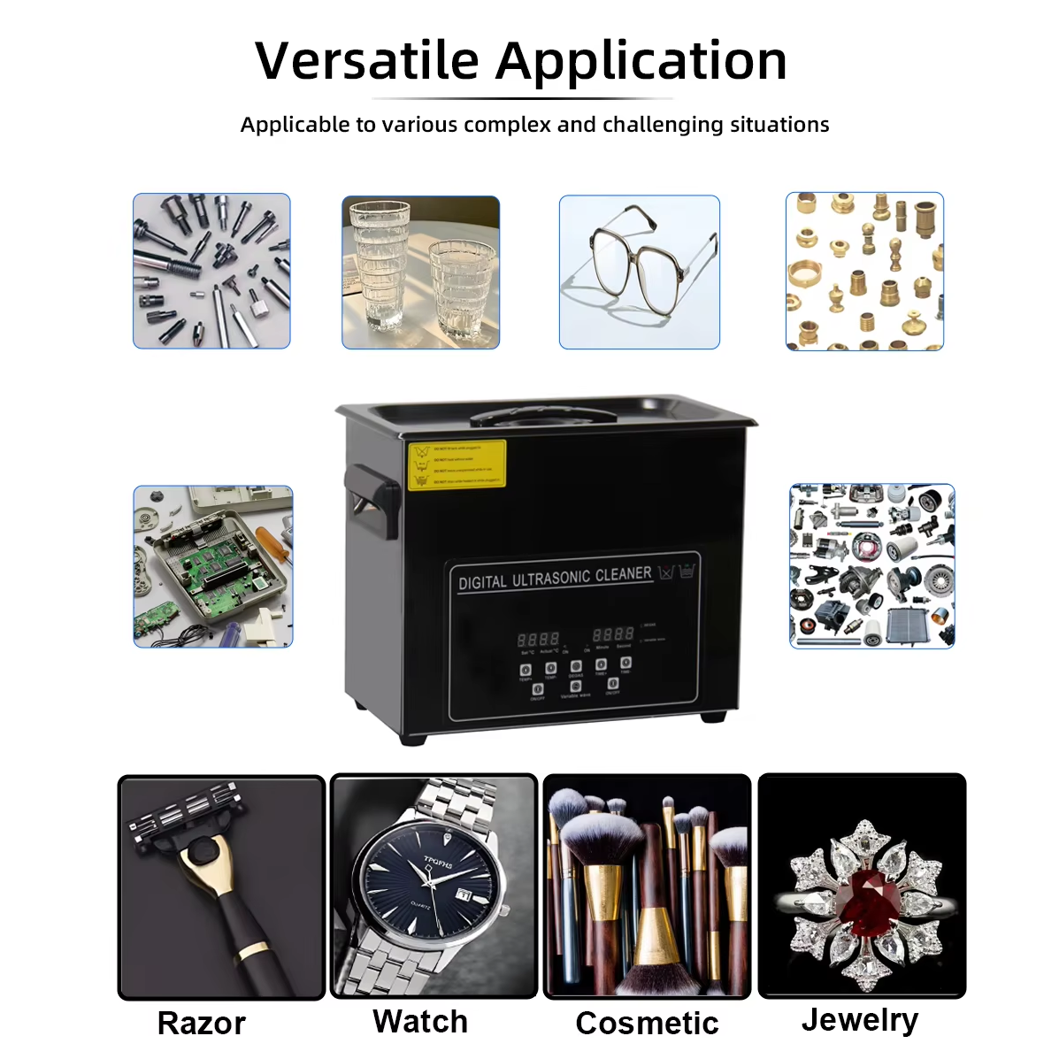 Digital Ultrasonic Cleaner 10L Black Titanium Shell Stainless Steel Bath - Image 14