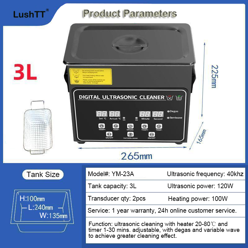 Ultrasonic Cleaner 3 Liters for Manicure Tools Thermometers Small Machine Parts - Image 9