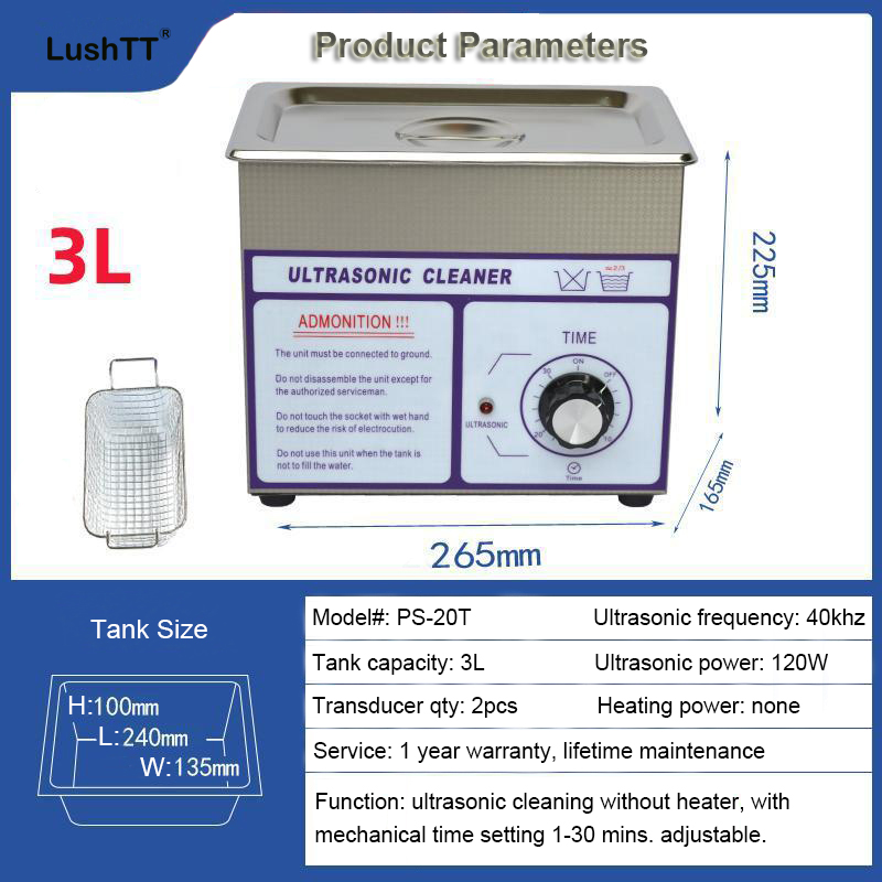 Ultrasonic Jewelry Glasses Cleaner 3L 40kHz Parts Washer Cleaning Machine - Image 7