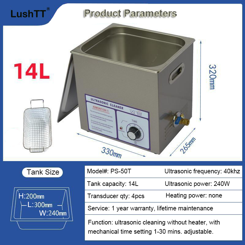 14L Nonheated Ultrasonic Cleaner Injectors Glasses Ultrasonic Cleaning Machine - Image 5