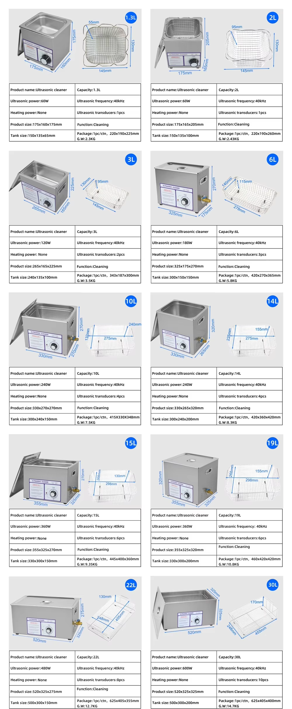 14L Nonheated Ultrasonic Cleaner Injectors Glasses Ultrasonic Cleaning Machine - Image 6