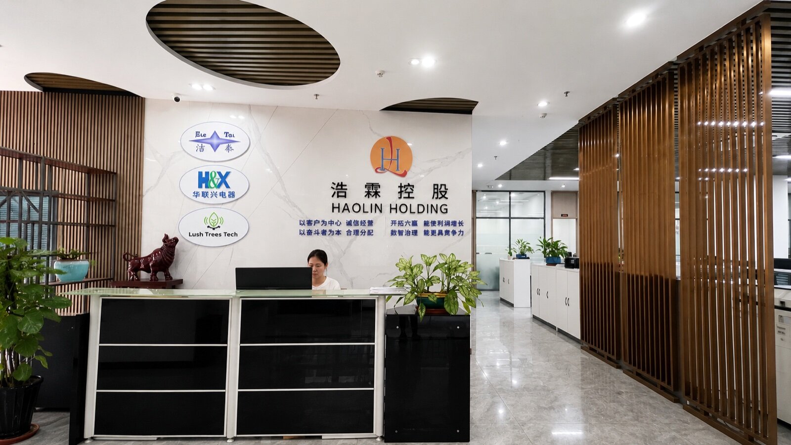 Lush Trees Tech reception area at the Dongguan office