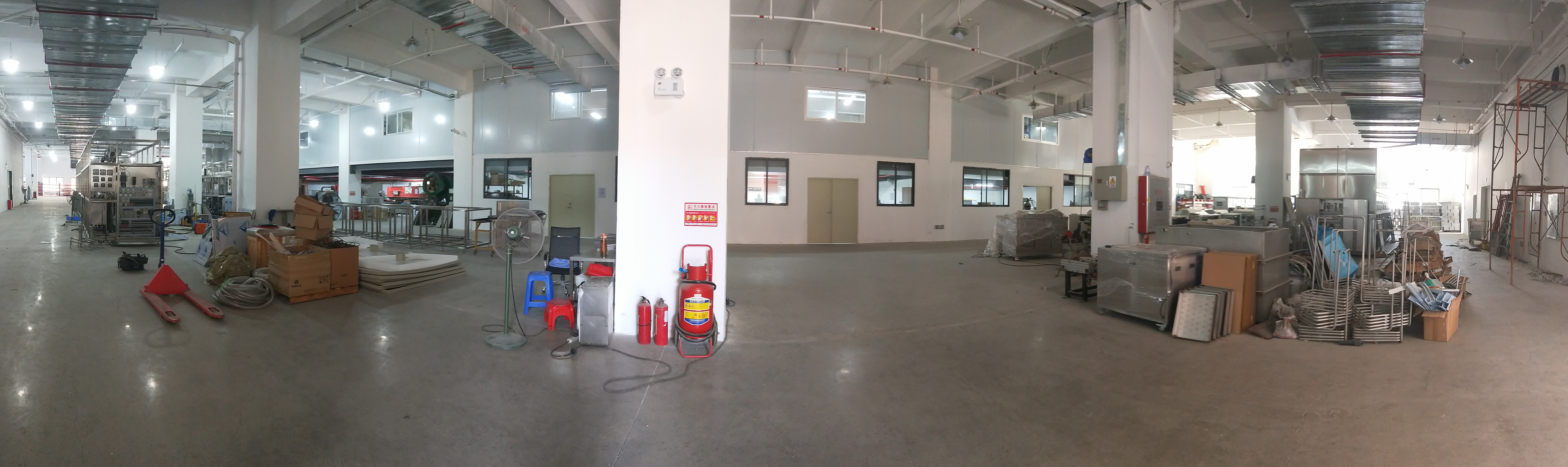 Panoramic view of the Lush Trees Tech industrial equipment workshop